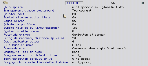 Q-Dock settings menu